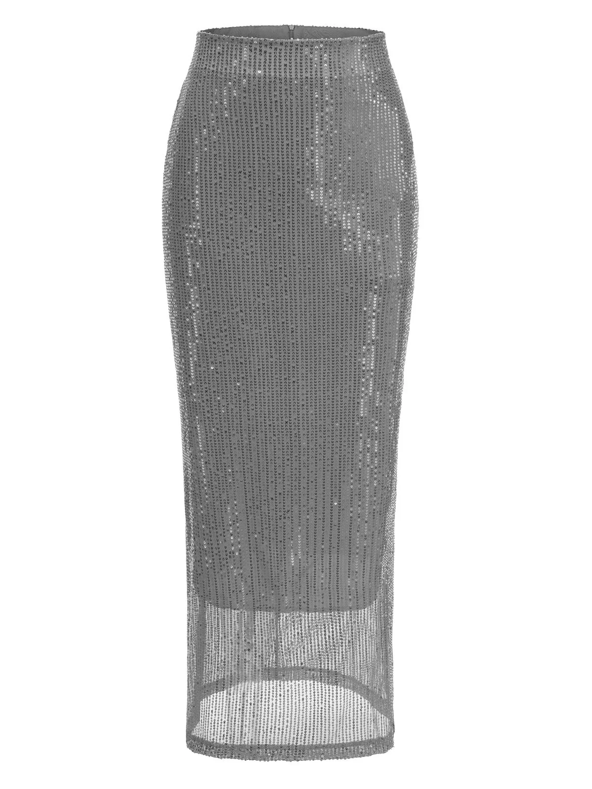 1930s Solid Sequined Split Long Skirt - Image 11