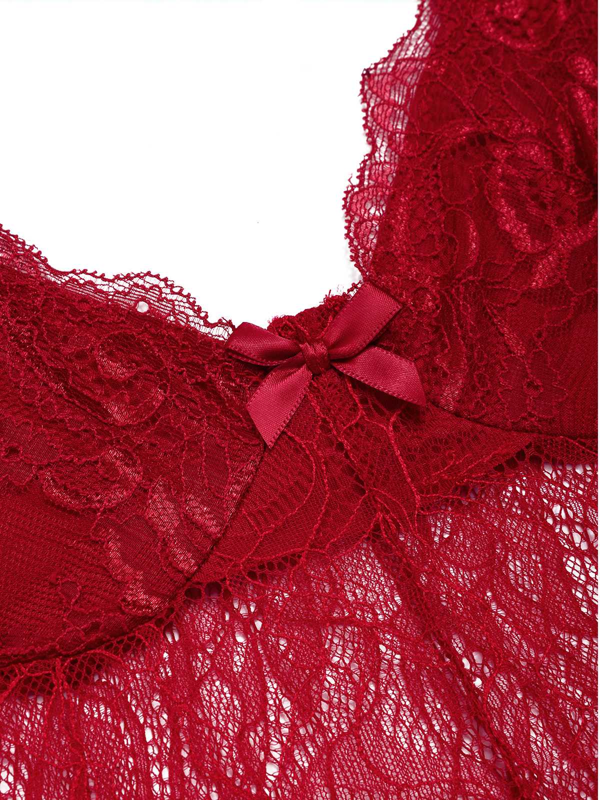 1930s Solid Spaghetti Strap Lace Chiffon Nightdress - Image 4