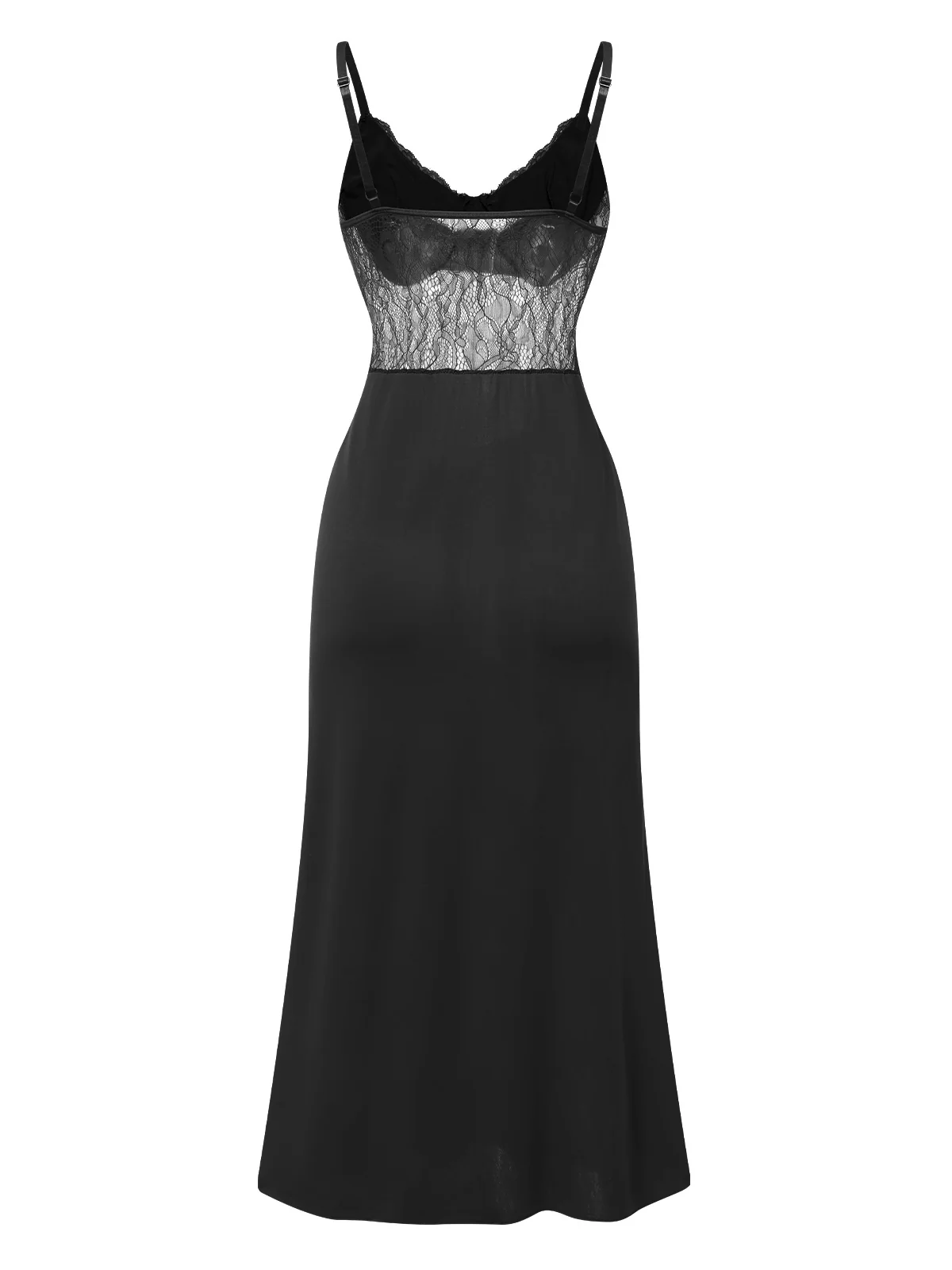 1930s Solid Spaghetti Strap Lace Chiffon Nightdress - Image 6