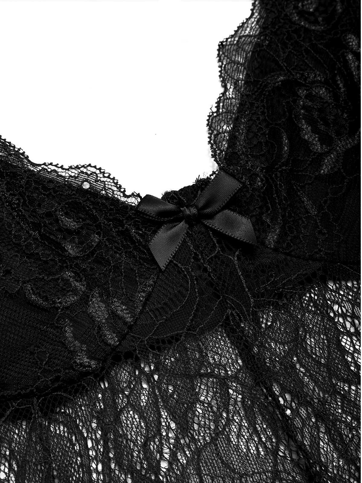1930s Solid Spaghetti Strap Lace Chiffon Nightdress - Image 8