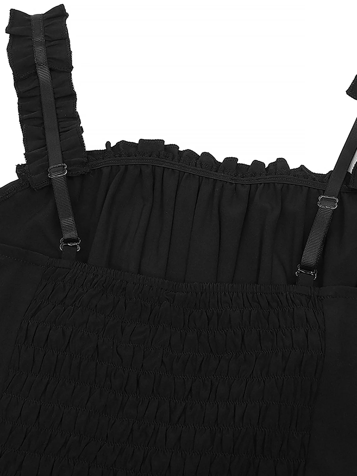 1930s Solid Square Neck Drawstring Layered Dress - Image 15