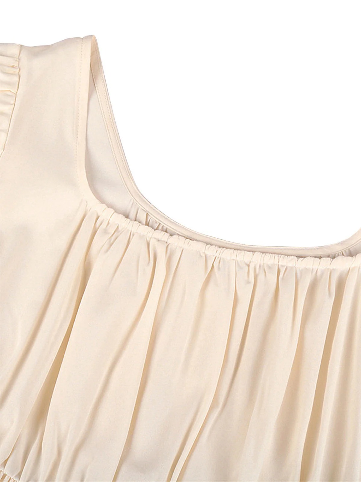 1930s Solid Square Neck Puff Sleeves Dress - Image 10