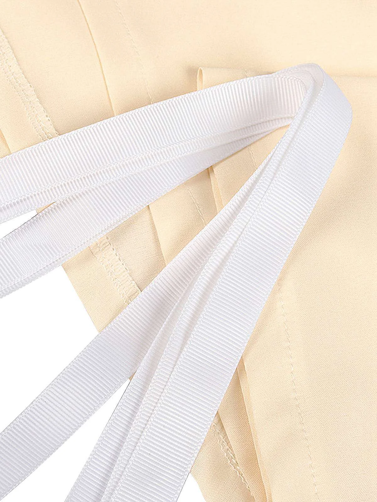 1930s Solid Square Neck Puff Sleeves Dress - Image 11