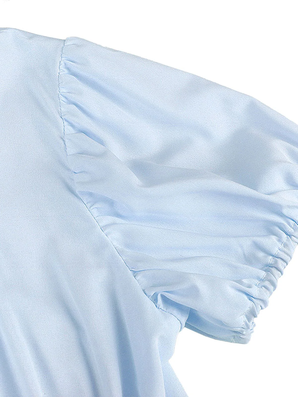 1930s Solid Square Neck Puff Sleeves Dress - Image 16