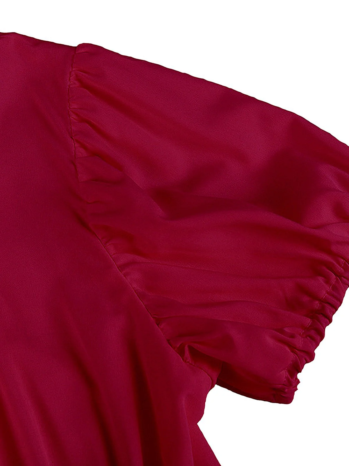 1930s Solid Square Neck Puff Sleeves Dress - Image 4
