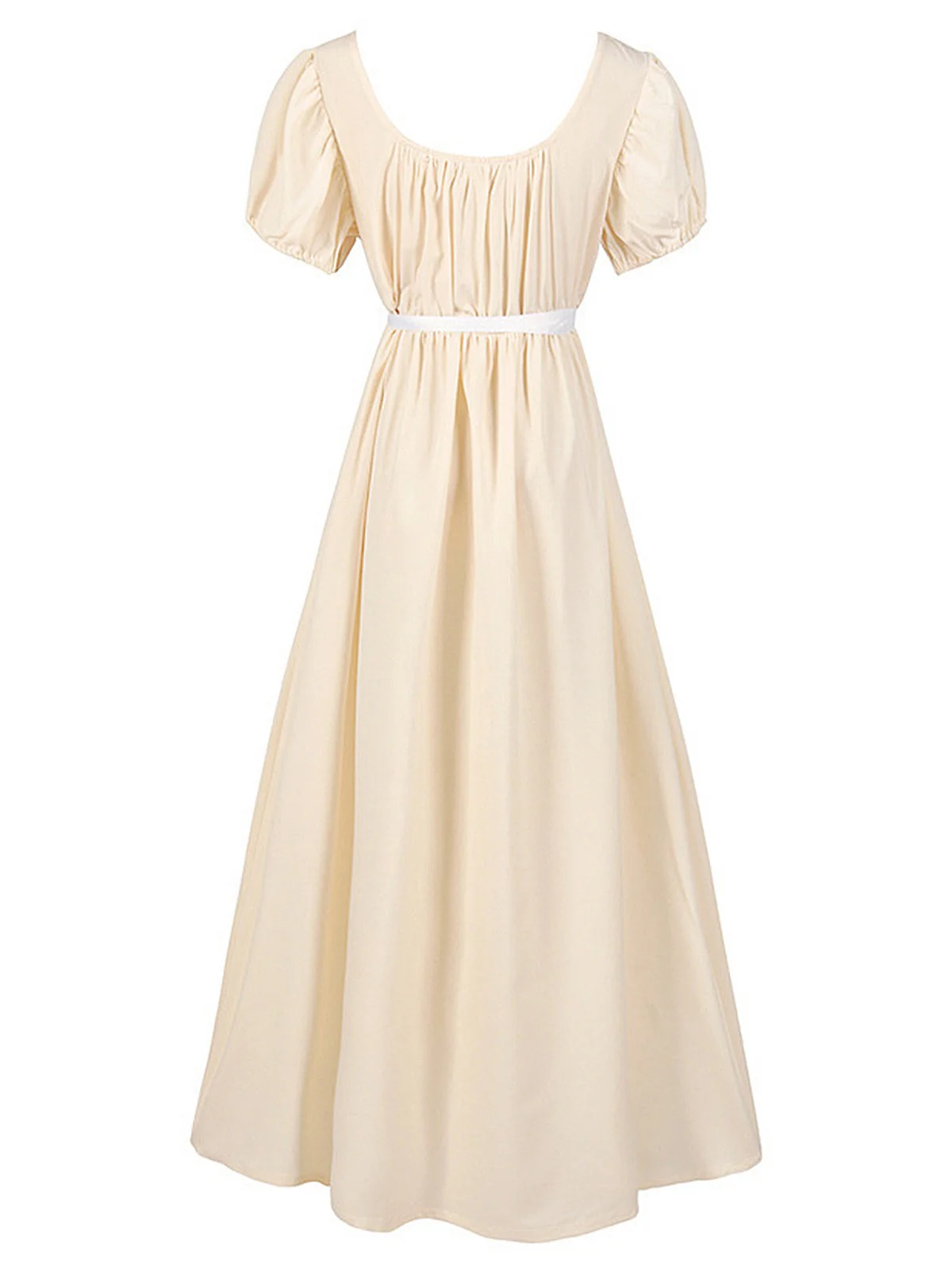 1930s Solid Square Neck Puff Sleeves Dress - Image 6