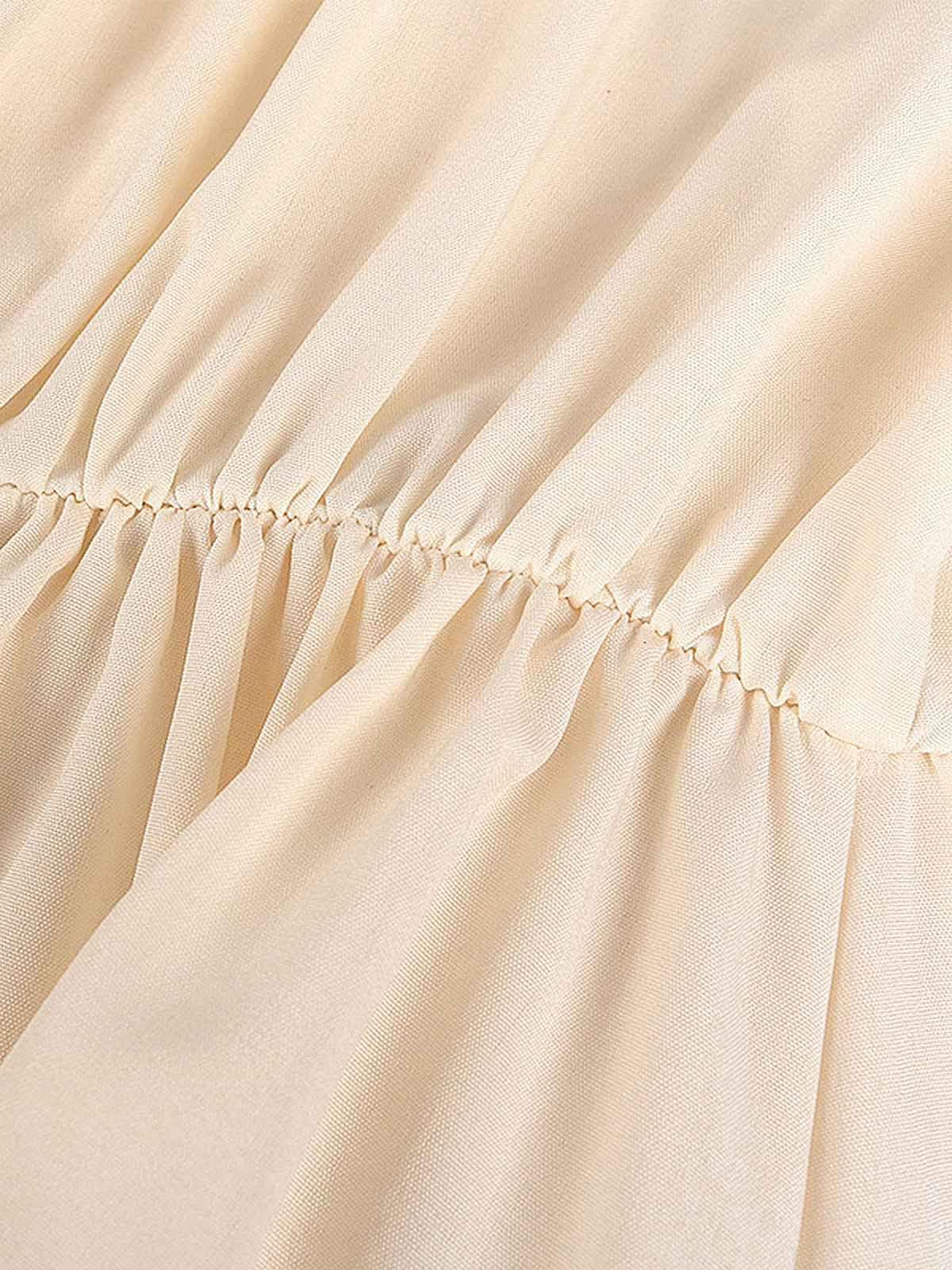 1930s Solid Square Neck Puff Sleeves Dress - Image 9