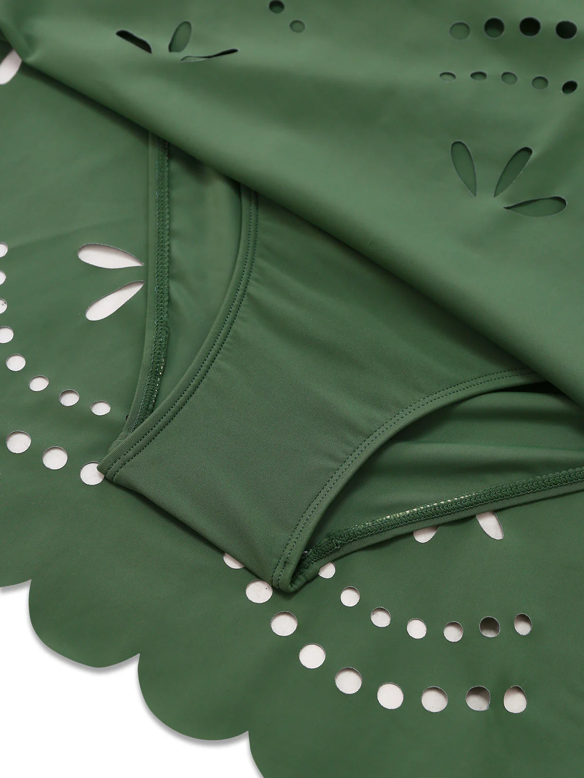 1930s Solid Twist Front Hollow One-Piece Swimdress - Image 10
