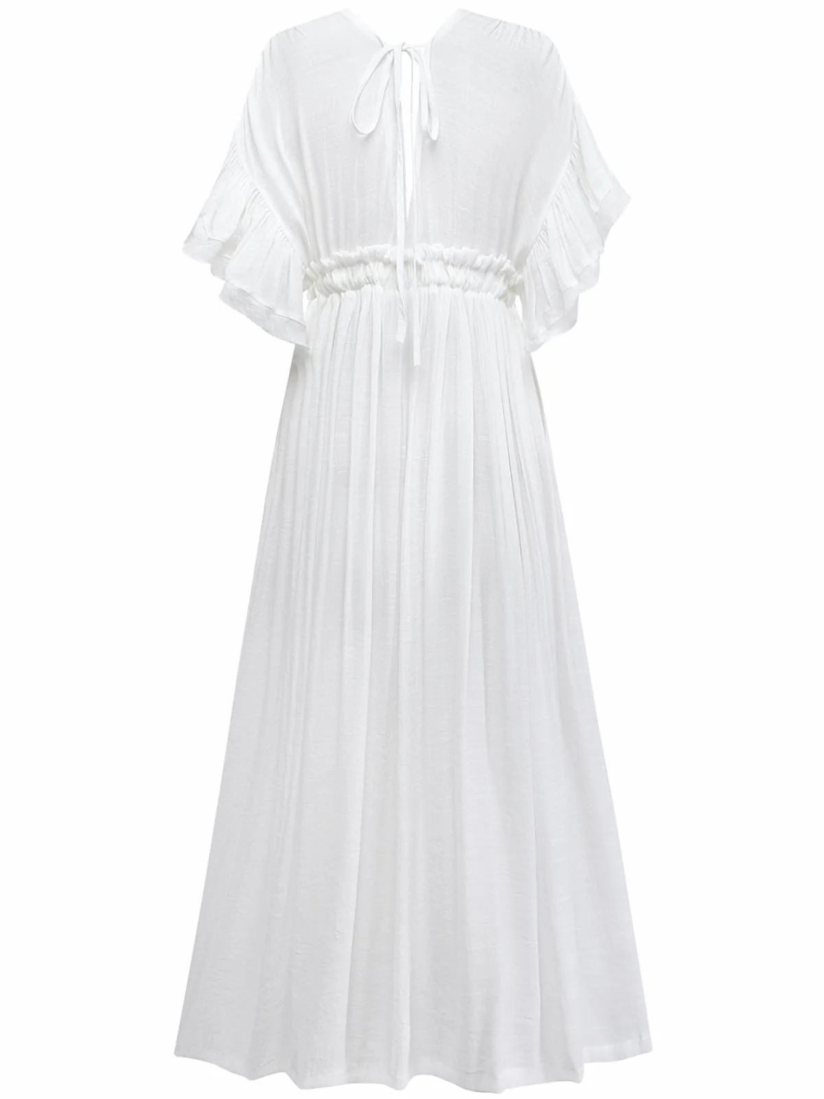 1930s Solid V-Neck Rayon Slub Beach Cover-Up - Image 3