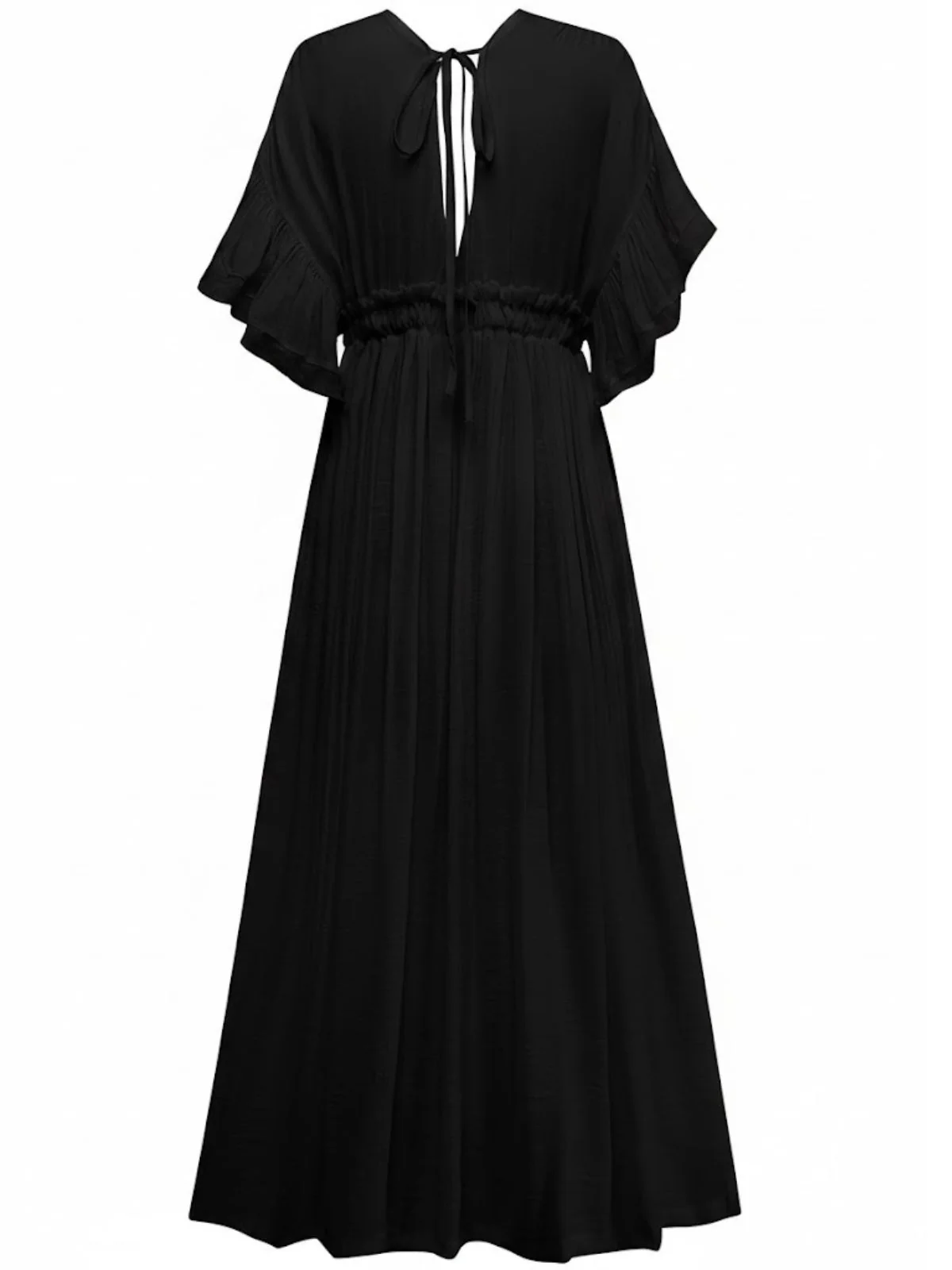 1930s Solid V-Neck Rayon Slub Beach Cover-Up - Image 9