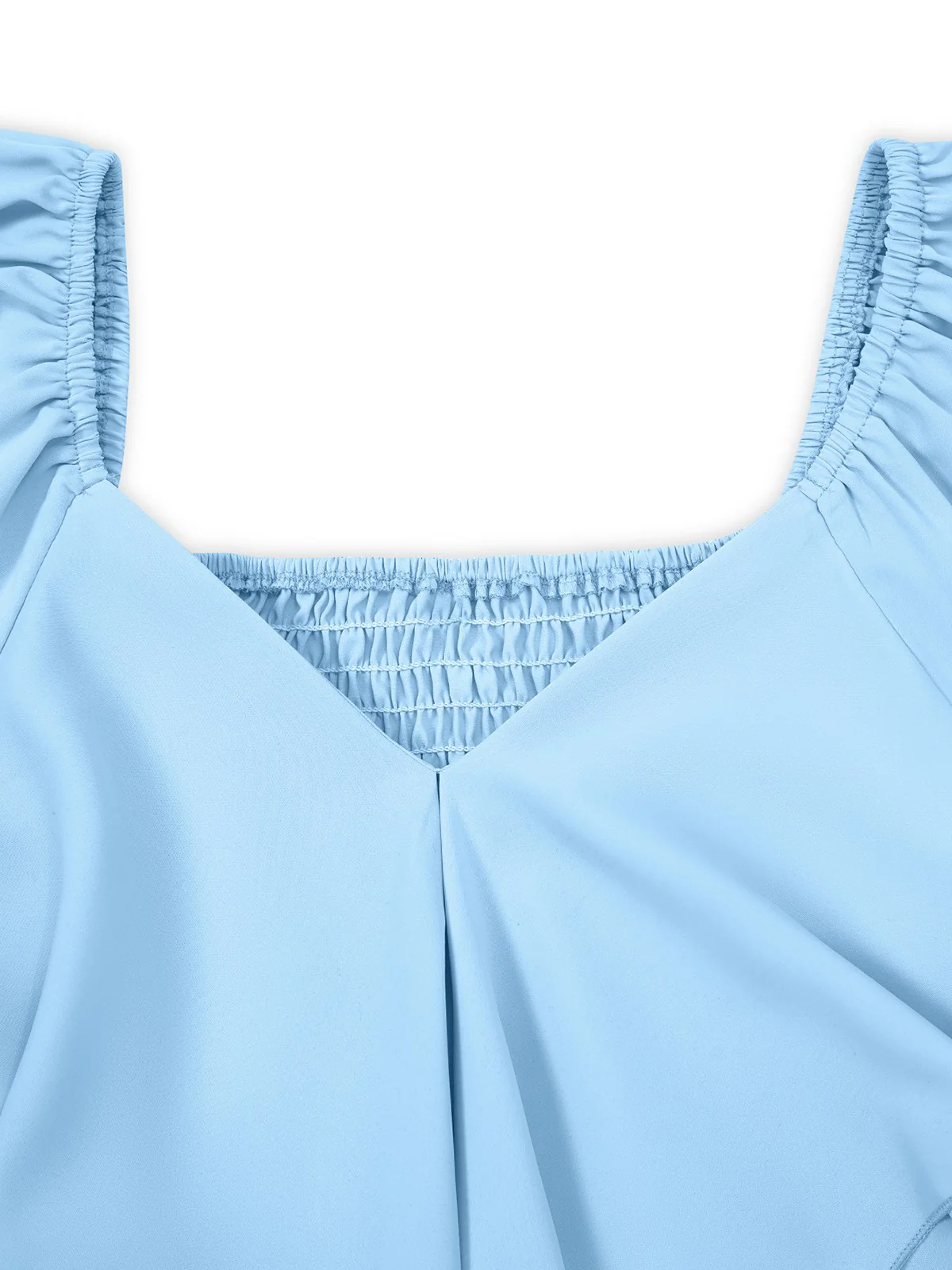1930s Solid V-Neck Waist Ruffle Dress - Image 6