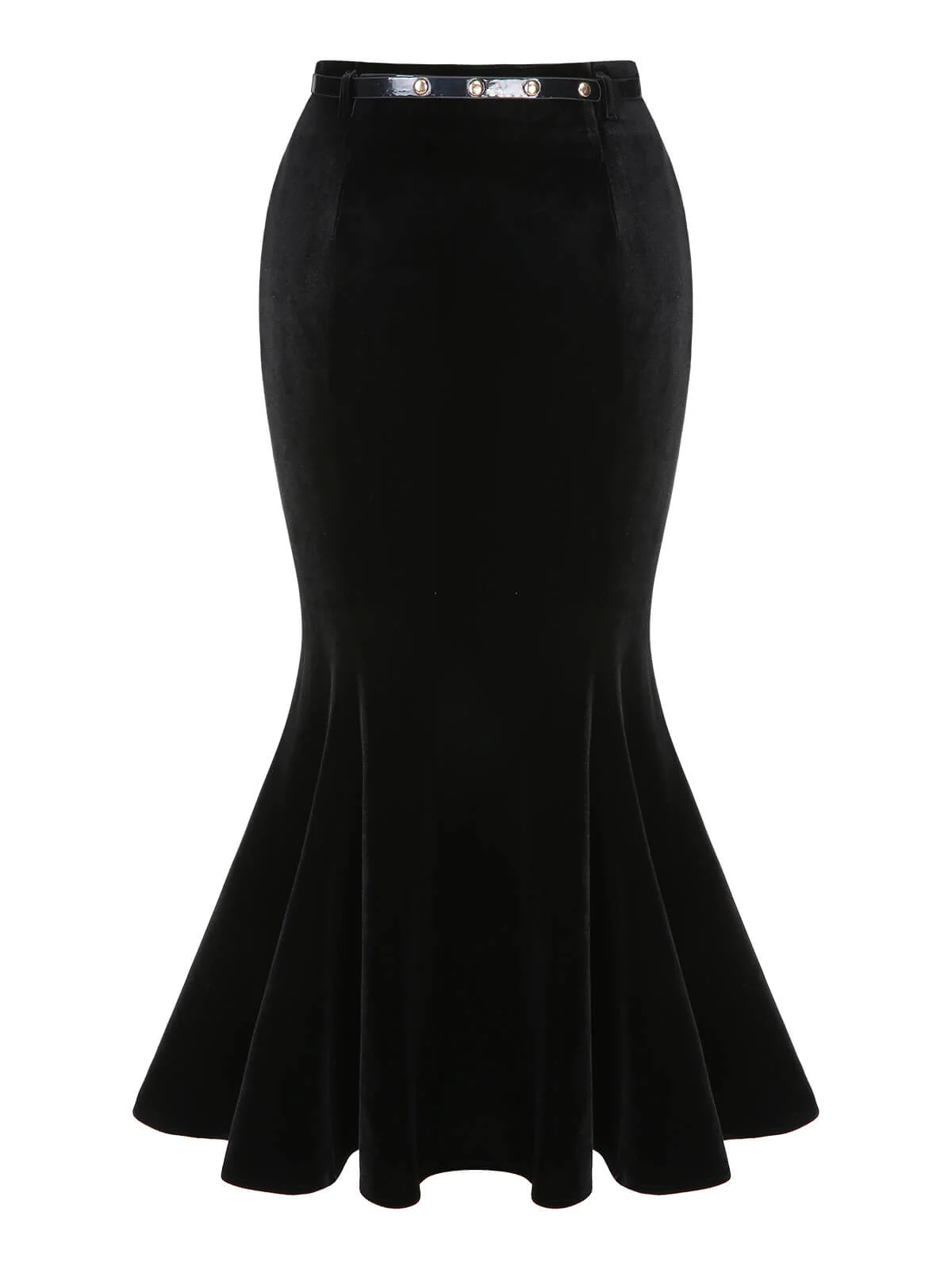 1930s Solid Velvet Mermaid Skirt - Image 2