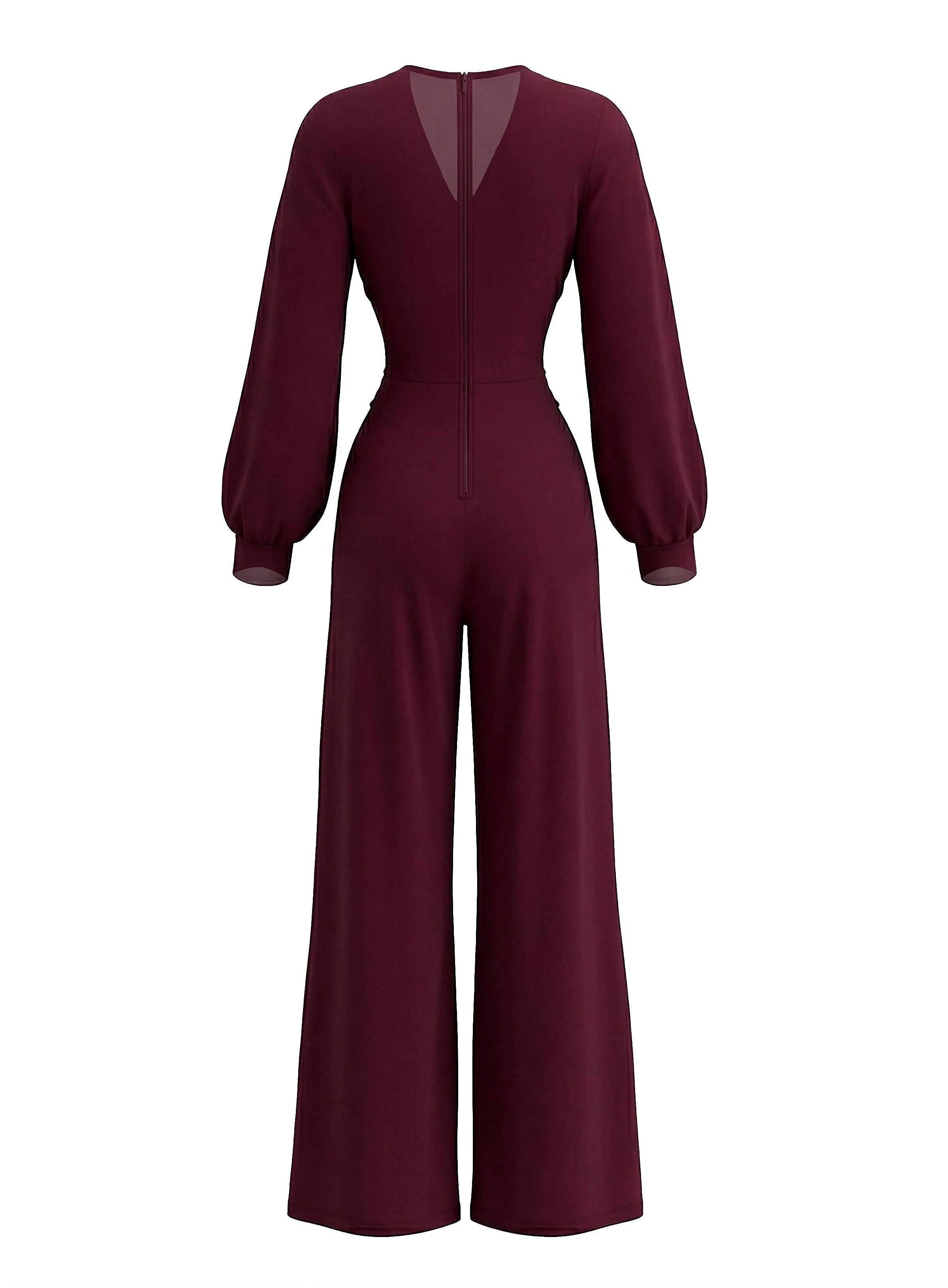 1930s Solid Wrap Front Long Sleeve Jumpsuit - Image 10