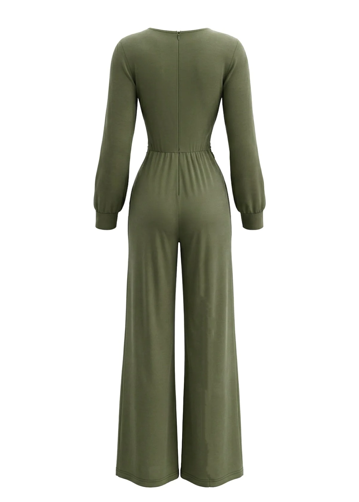 1930s Solid Wrap Front Long Sleeve Jumpsuit - Image 4