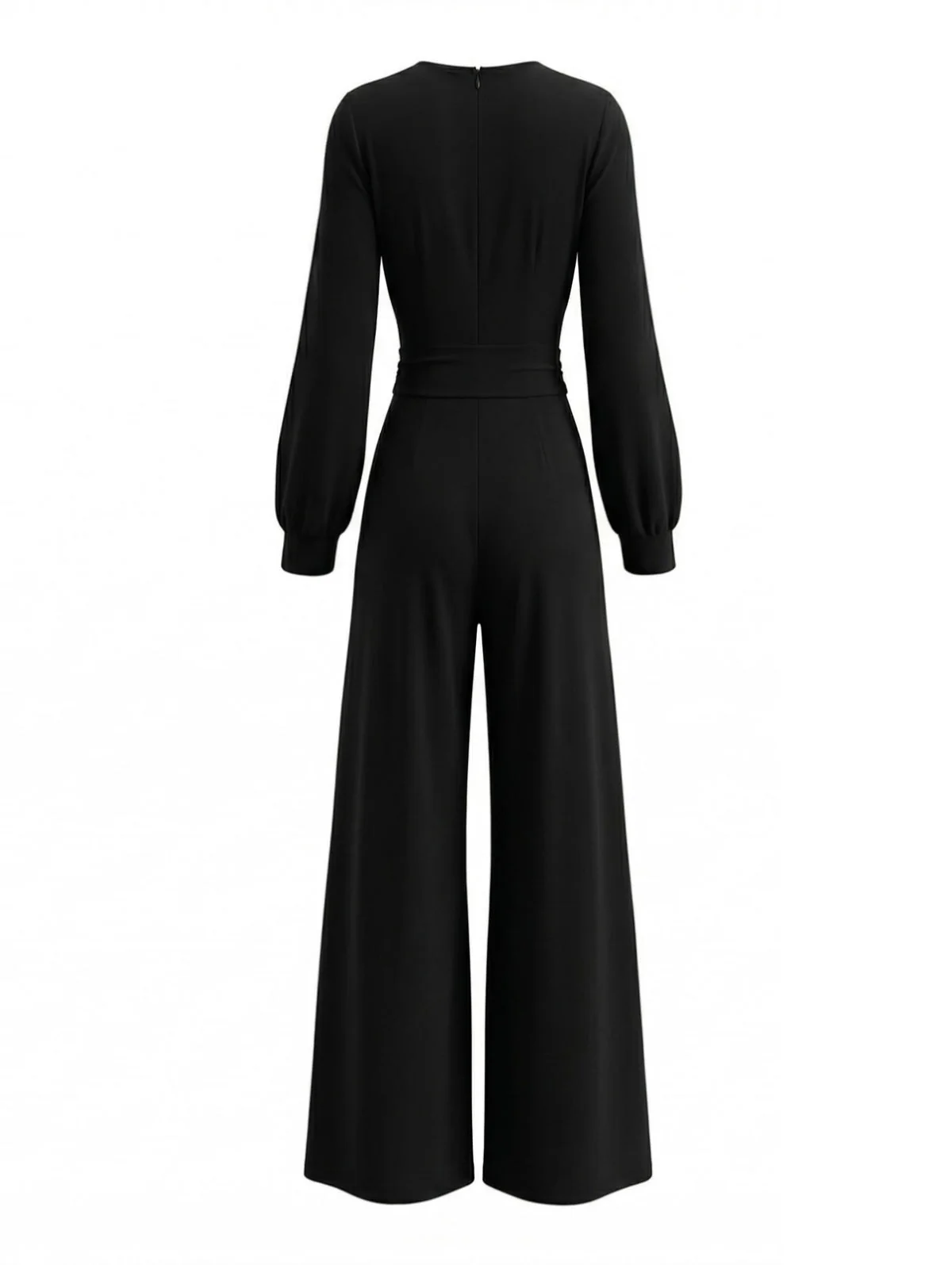 1930s Solid Wrap Front Long Sleeve Jumpsuit - Image 7