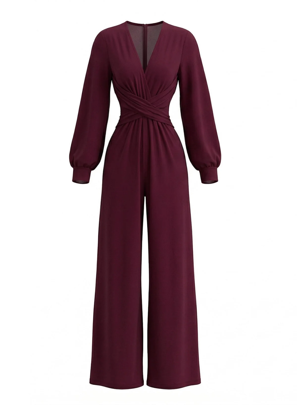 1930s Solid Wrap Front Long Sleeve Jumpsuit - Image 8