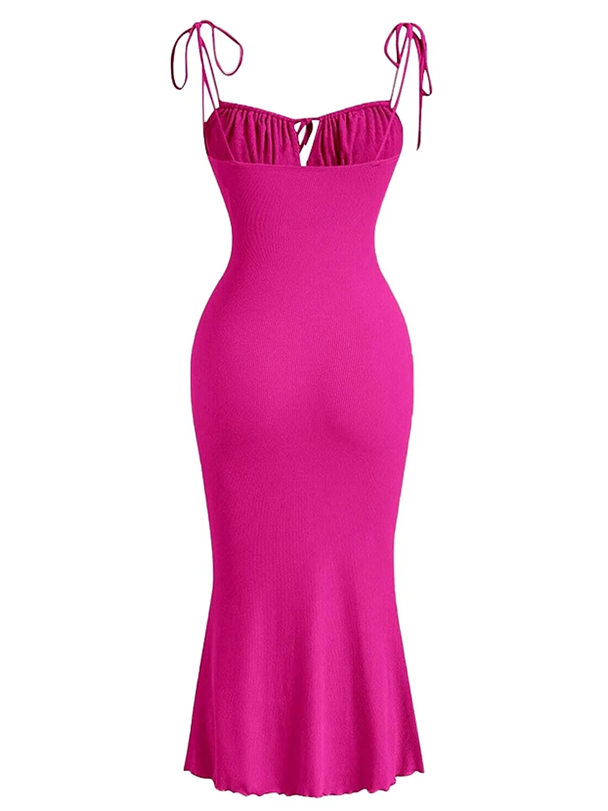 1930s Solid Wrinkles Spaghetti Straps Dress - Image 2