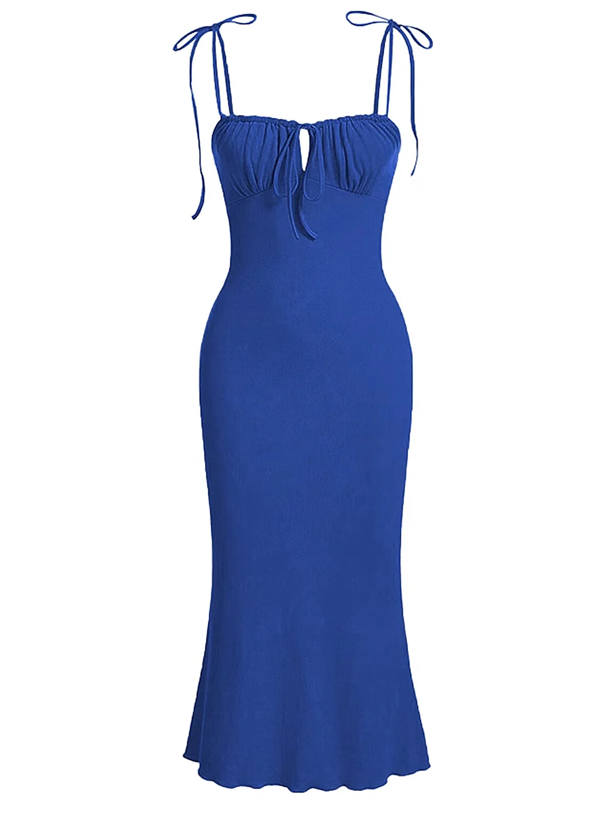 1930s Solid Wrinkles Spaghetti Straps Dress - Image 3