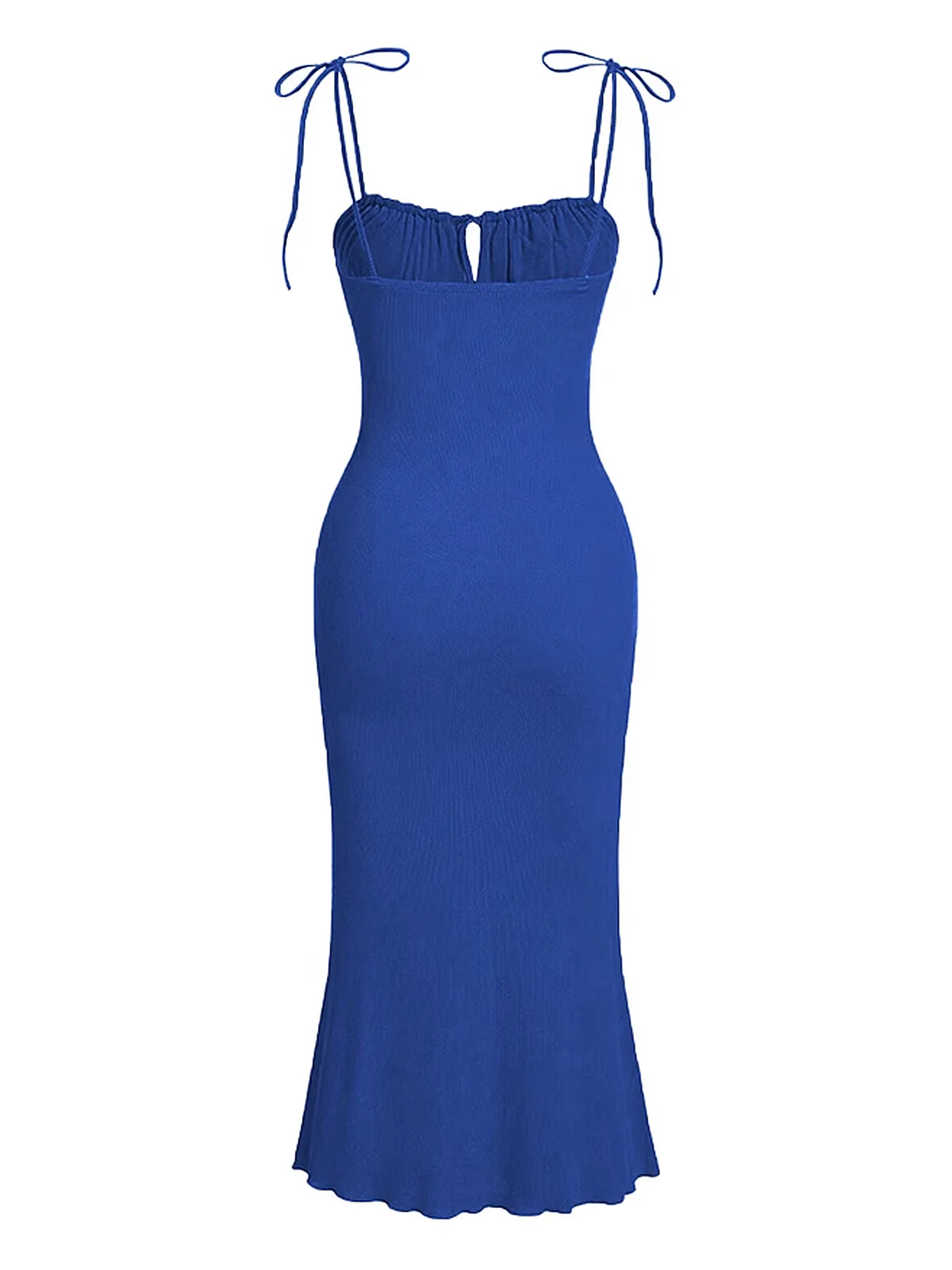 1930s Solid Wrinkles Spaghetti Straps Dress - Image 4