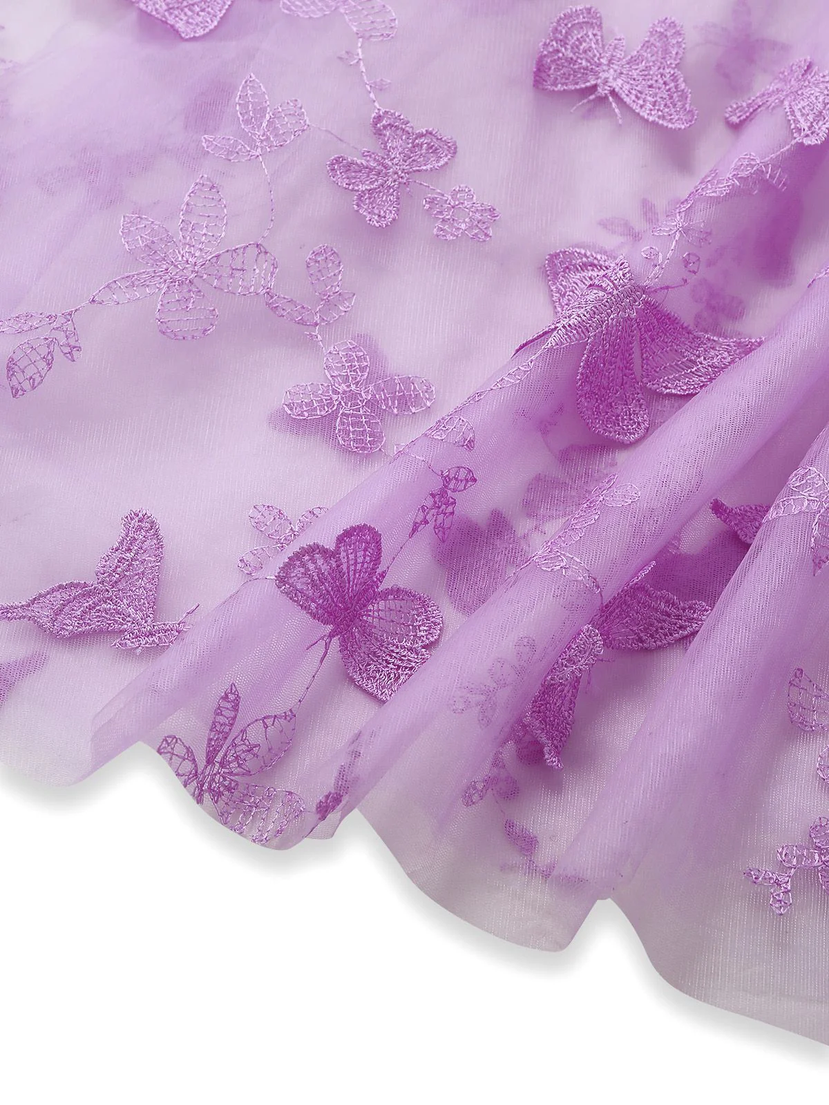 1930s Spaghetti Strap 3D Butterflies Mesh Maxi Dress - Image 5