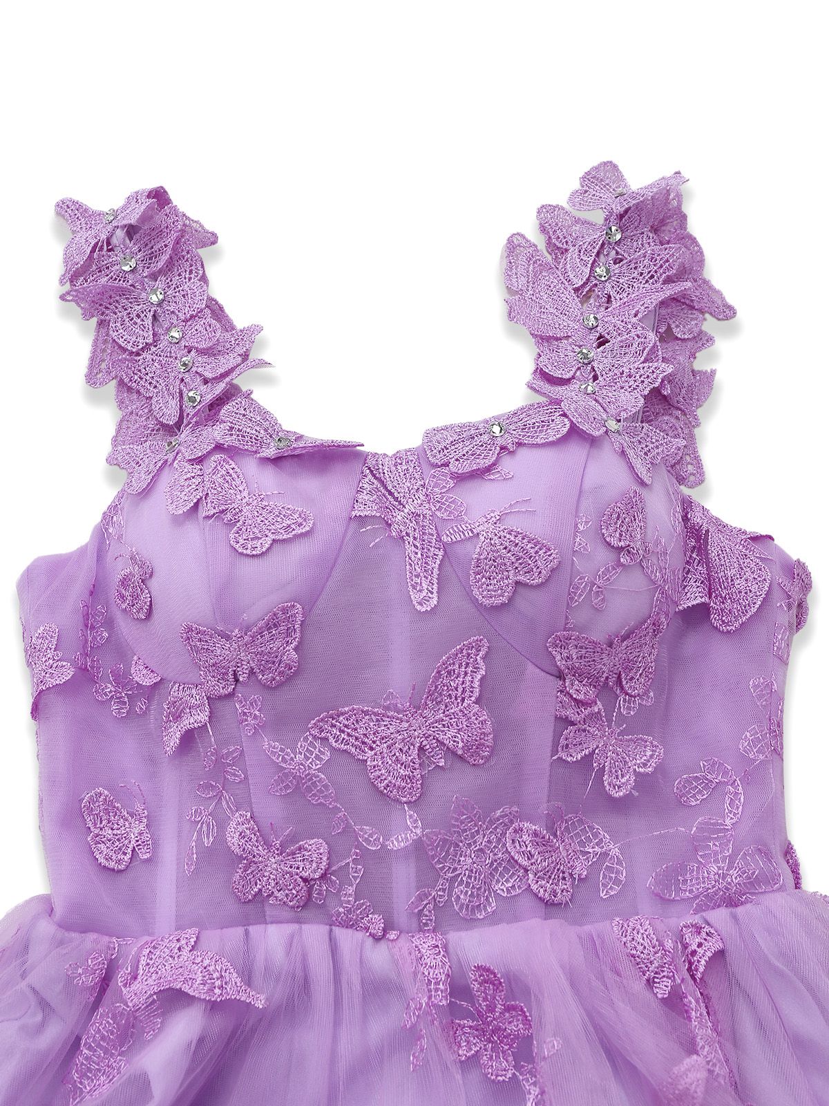 1930s Spaghetti Strap 3D Butterflies Mesh Maxi Dress - Image 3
