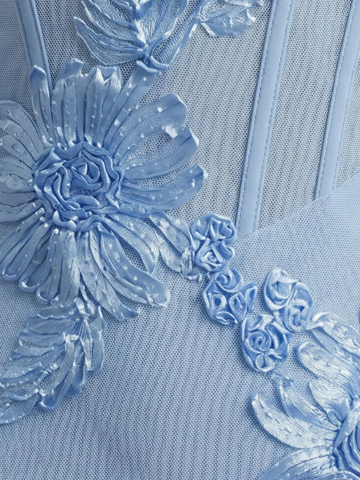 1930s Spaghetti Strap 3D Floral Maxi Mermaid Dress - Image 5
