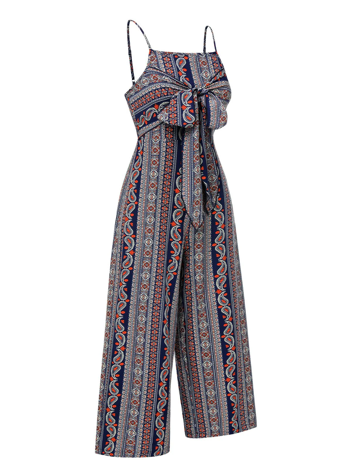 1930s Spaghetti Strap Bohemian Tie-Front Jumpsuit - Image 2