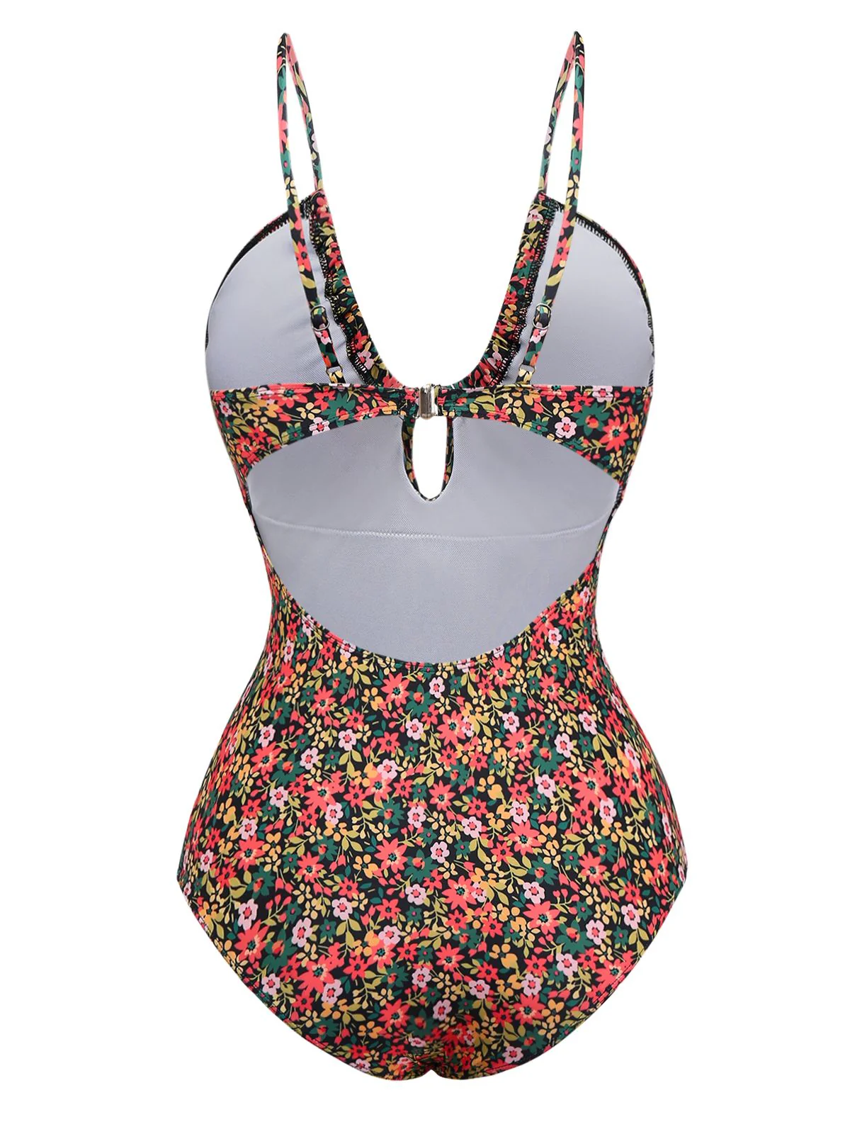 1930s Spaghetti Strap Ditsy Floral One-Piece Swimsuit - Image 2