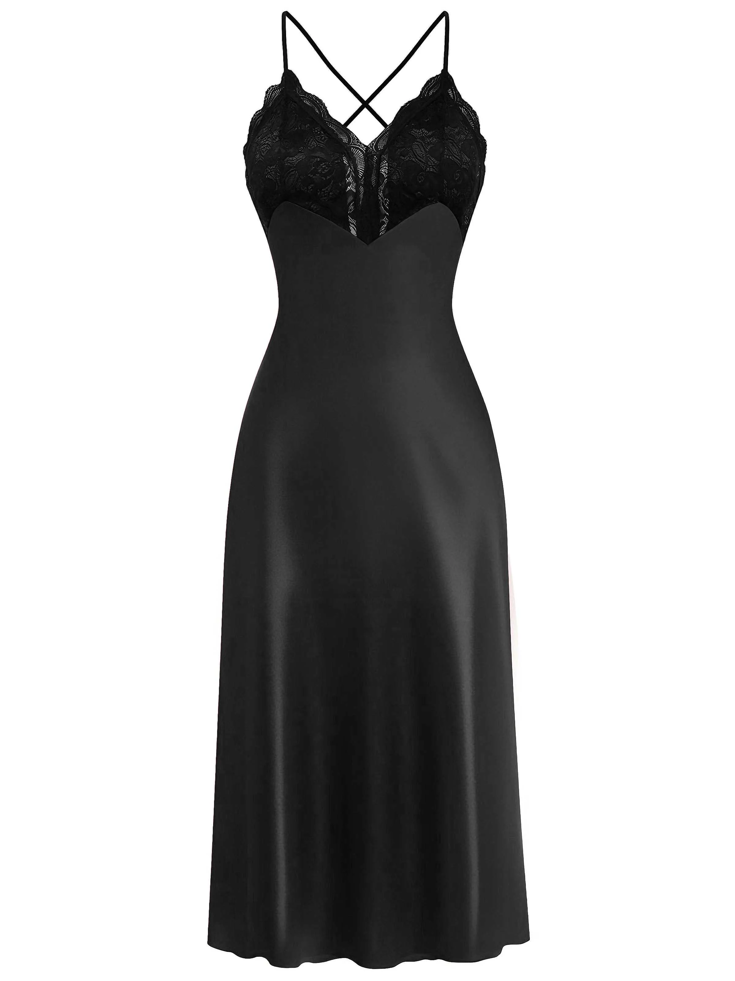 1930s Spaghetti Strap Lace Satin Nightdress - Image 6