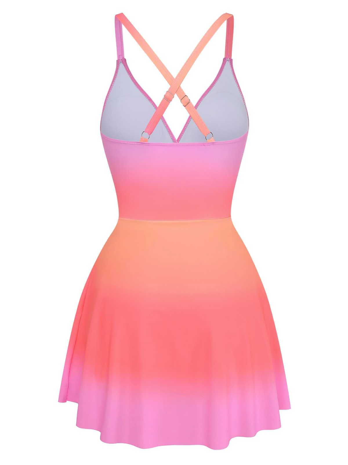 1930s Spaghetti Strap Ombre One-Piece Swimdress - Image 3