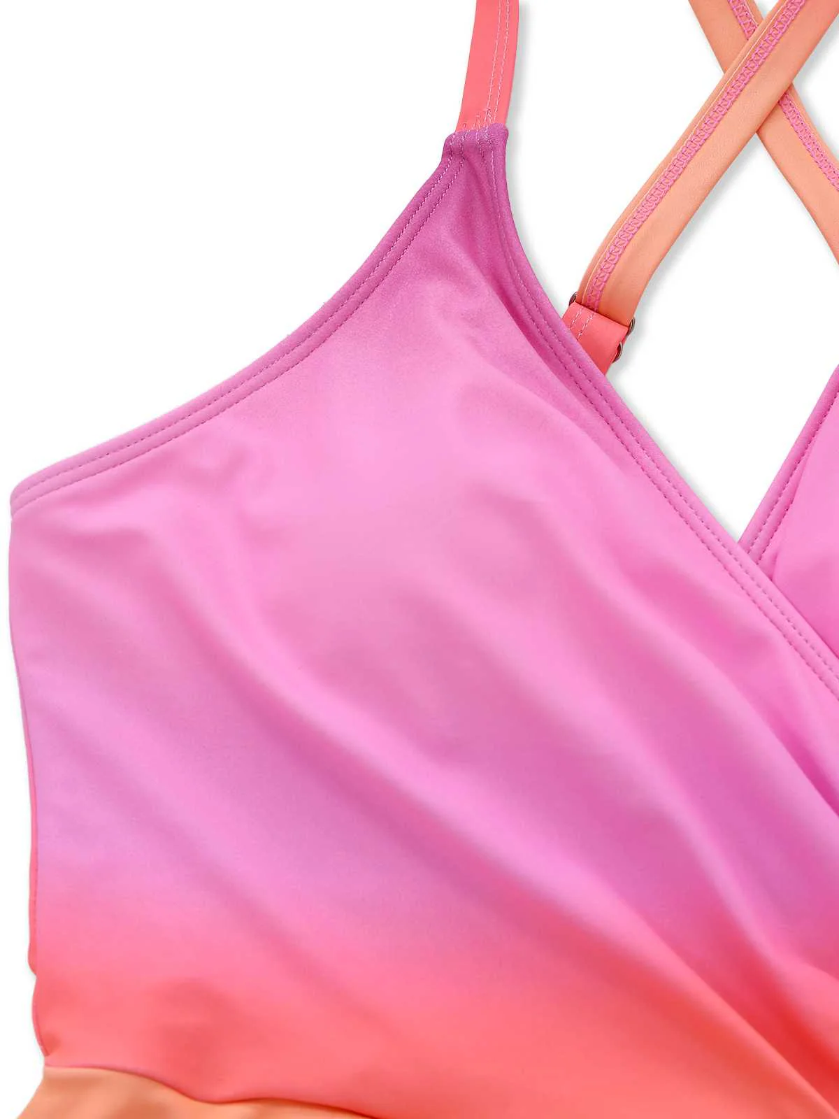 1930s Spaghetti Strap Ombre One-Piece Swimdress - Image 4