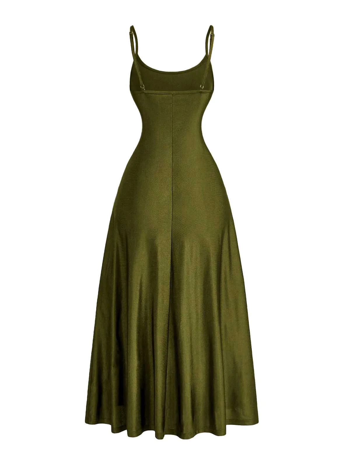 1930s Spaghetti Strap Satin Solid Dress - Image 2