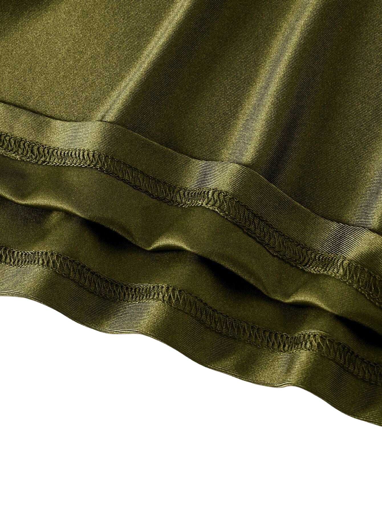 1930s Spaghetti Strap Satin Solid Dress - Image 4