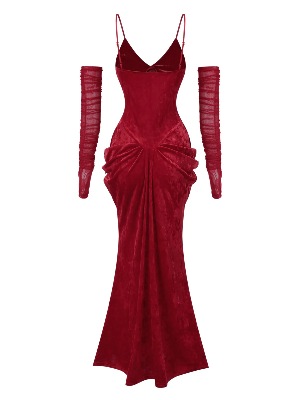 1930s Spaghetti Strap V-Neck Backless Velvet Dress - Image 2