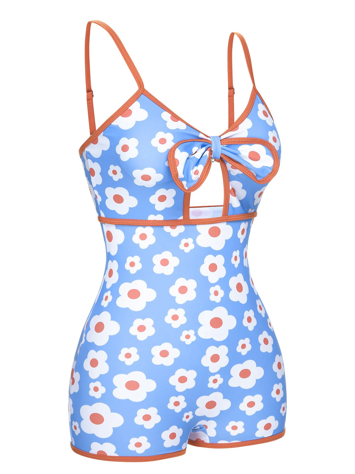 1930s Spaghetti Straps Cartoon Flowers Boxer Swimsuit - Image 2