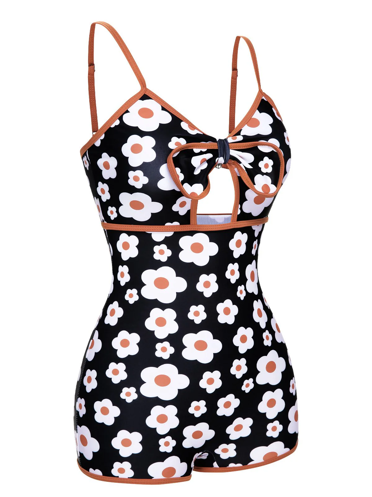 1930s Spaghetti Straps Cartoon Flowers Boxer Swimsuit - Image 5