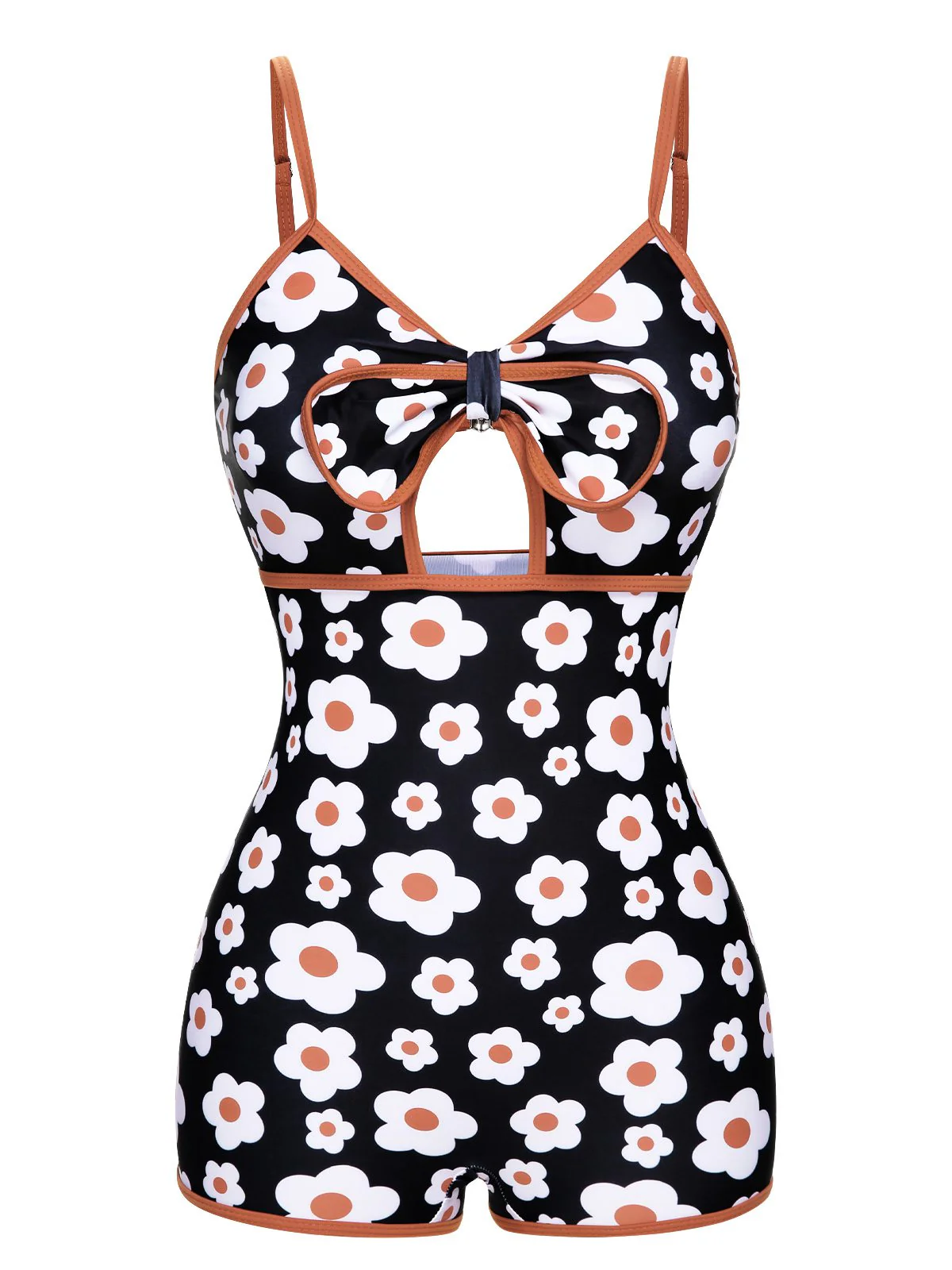 1930s Spaghetti Straps Cartoon Flowers Boxer Swimsuit - Image 6