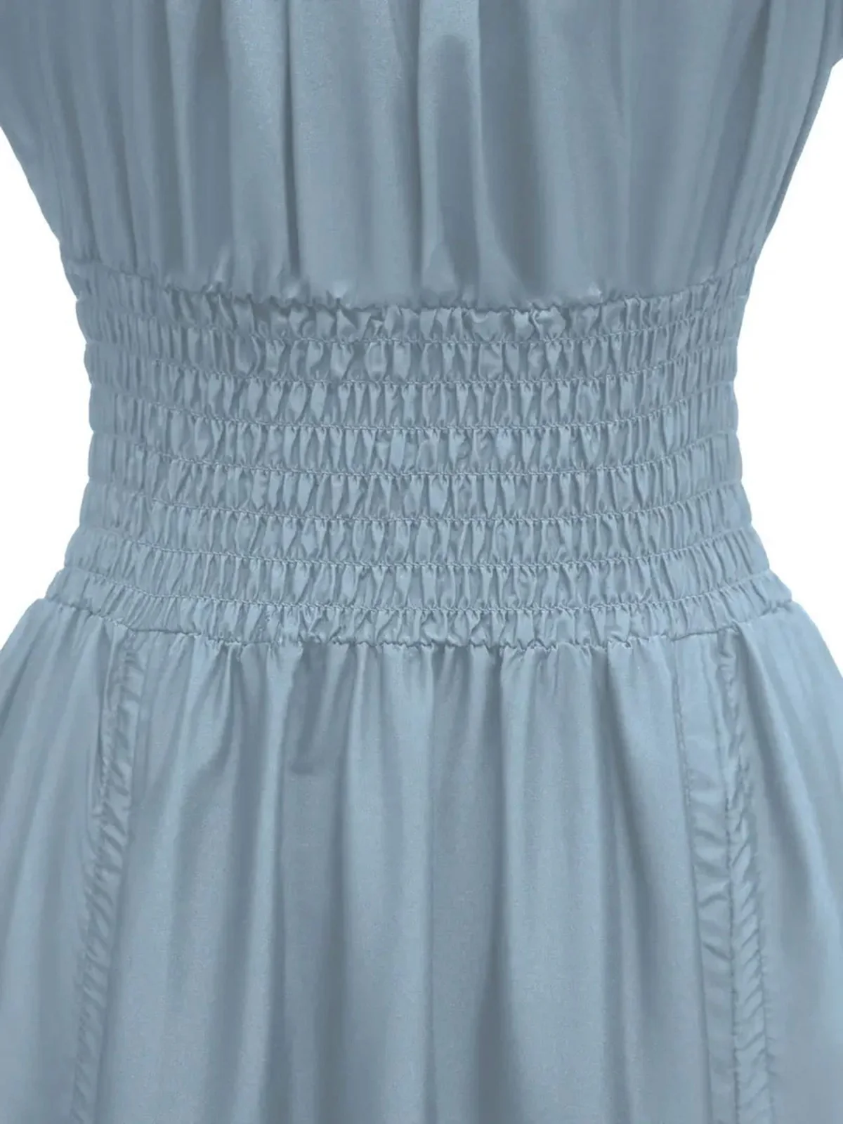 1930s Square Neck Wrinkles Puff Sleeves Dress - Image 16