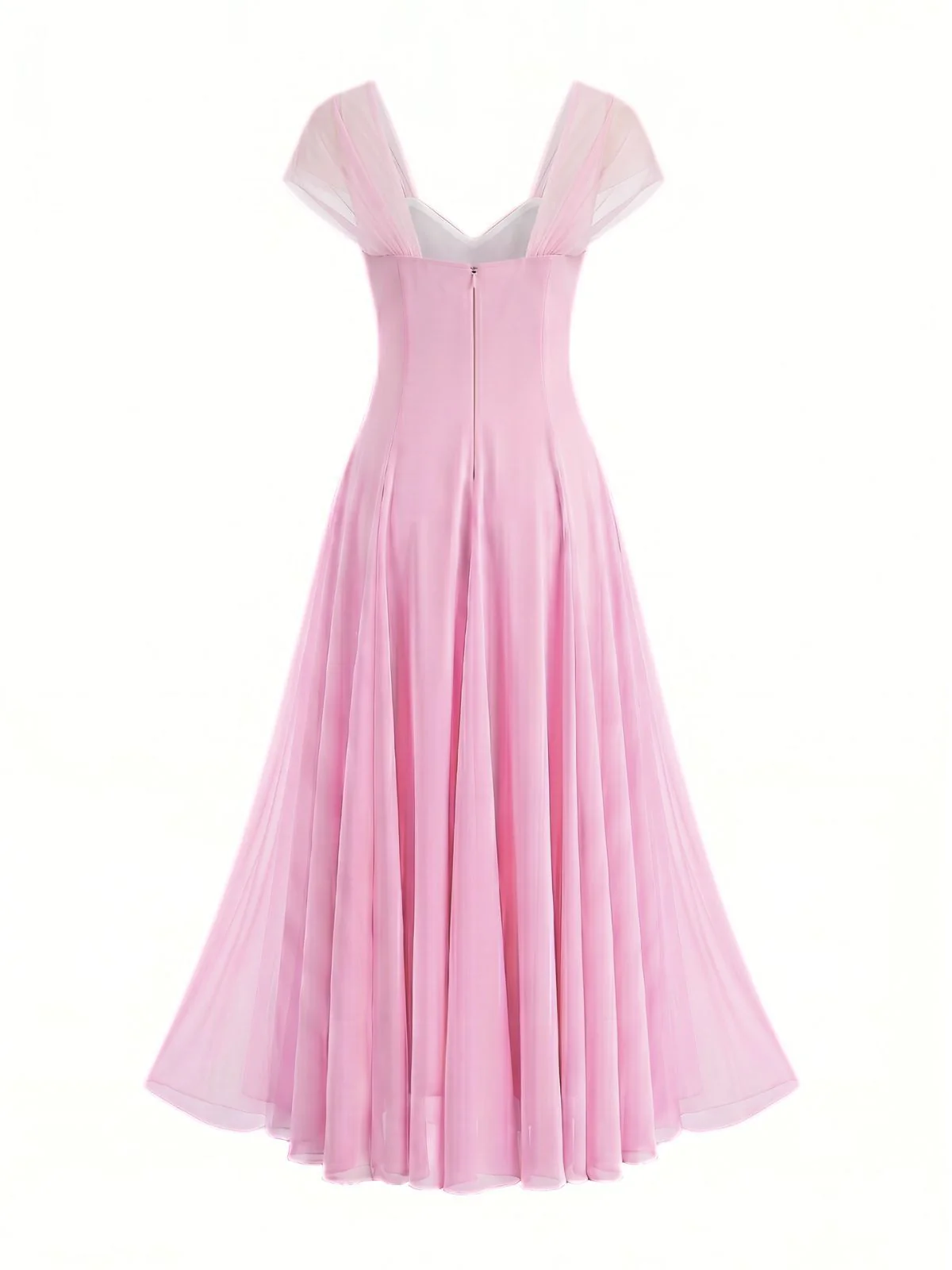 1930s Sweetheart Neck Cap Sleeve Mesh Fishbone Dress - Image 3