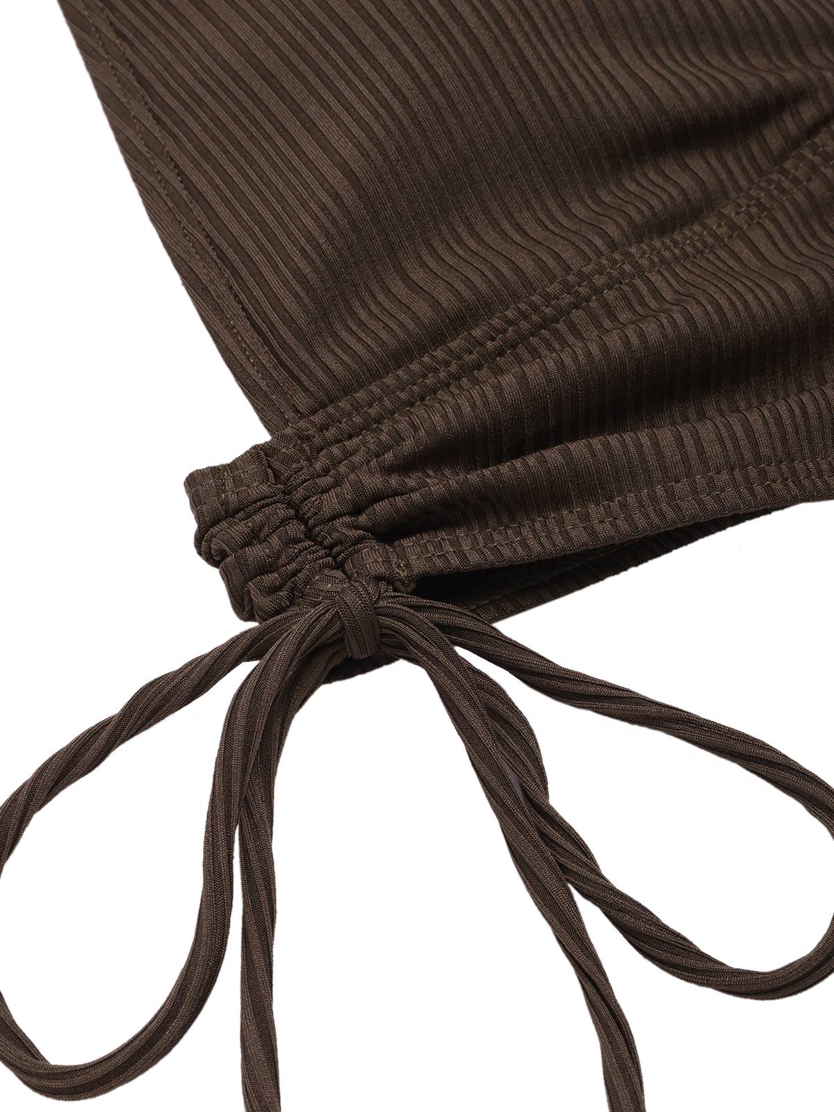 1930s Textured Fabric Solid Halter Lace-Up Swimsuit - Image 3