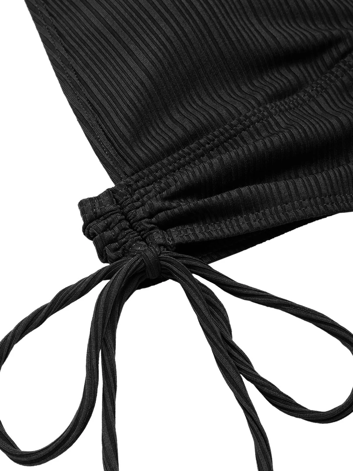1930s Textured Fabric Solid Halter Lace-Up Swimsuit - Image 6