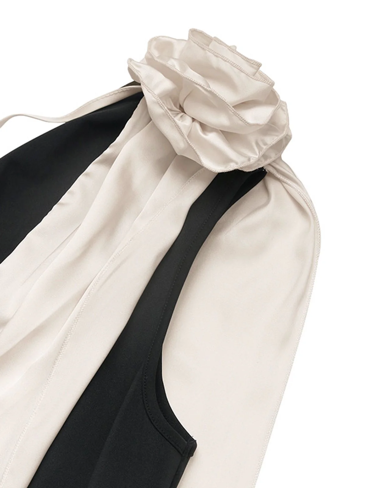 1930s V-Neck Colorblock 3D Roses Cape Dress - Image 3