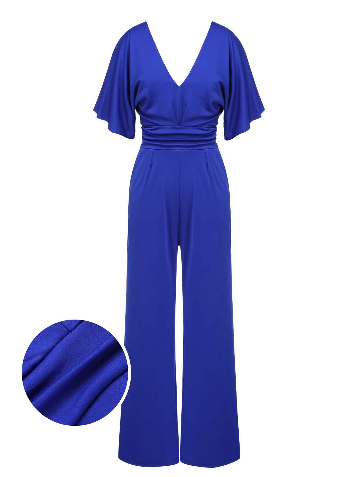 1930s V-Neck Knitted Solid Jumpsuit - Image 3