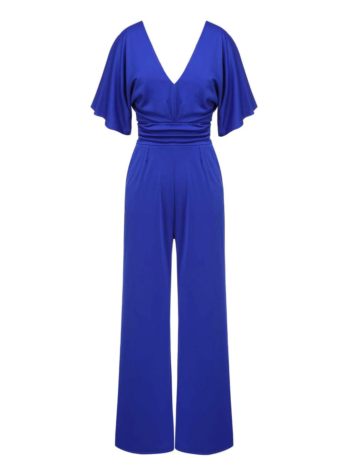1930s V-Neck Knitted Solid Jumpsuit - Image 4