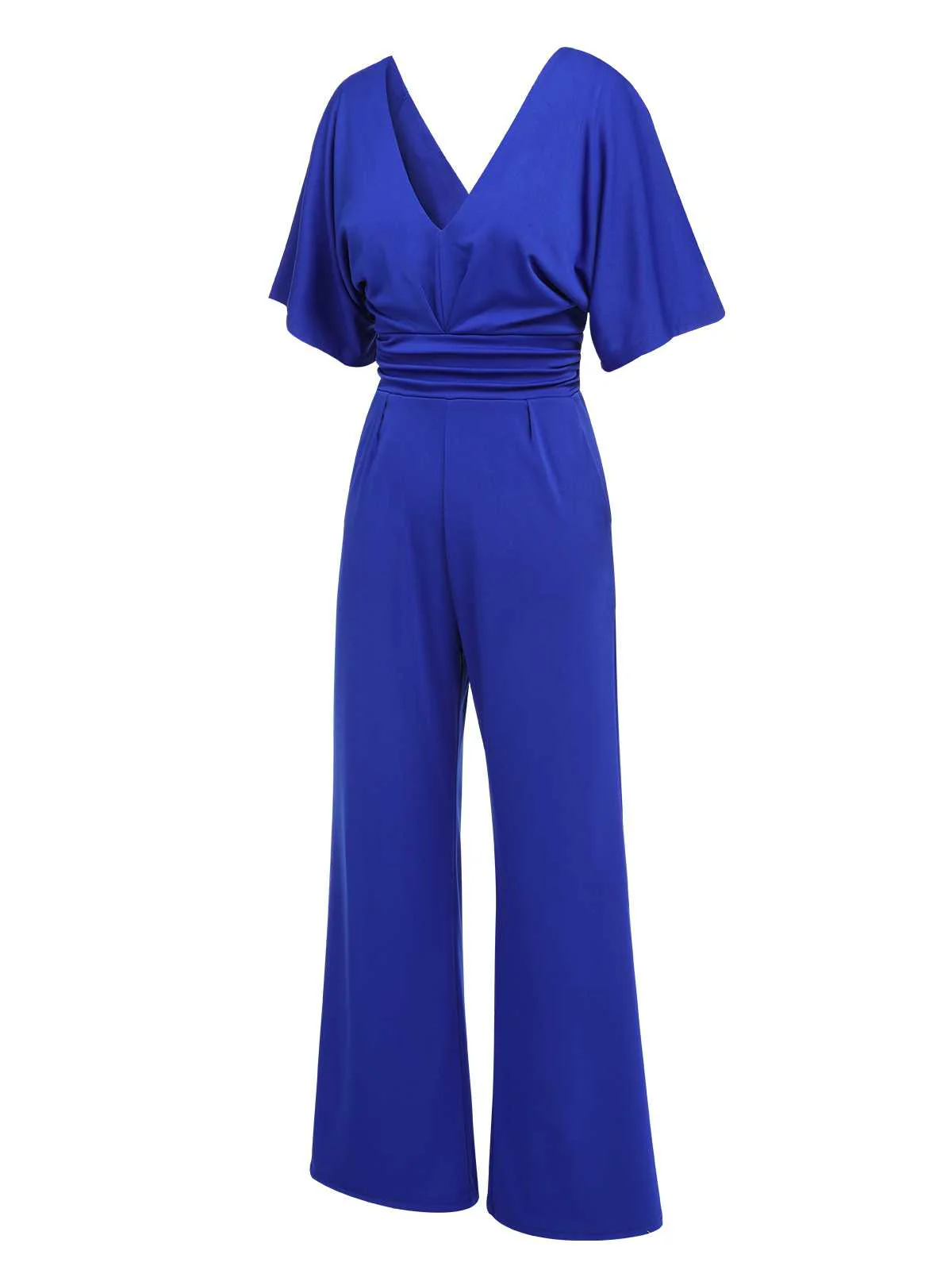 1930s V-Neck Knitted Solid Jumpsuit - Image 5