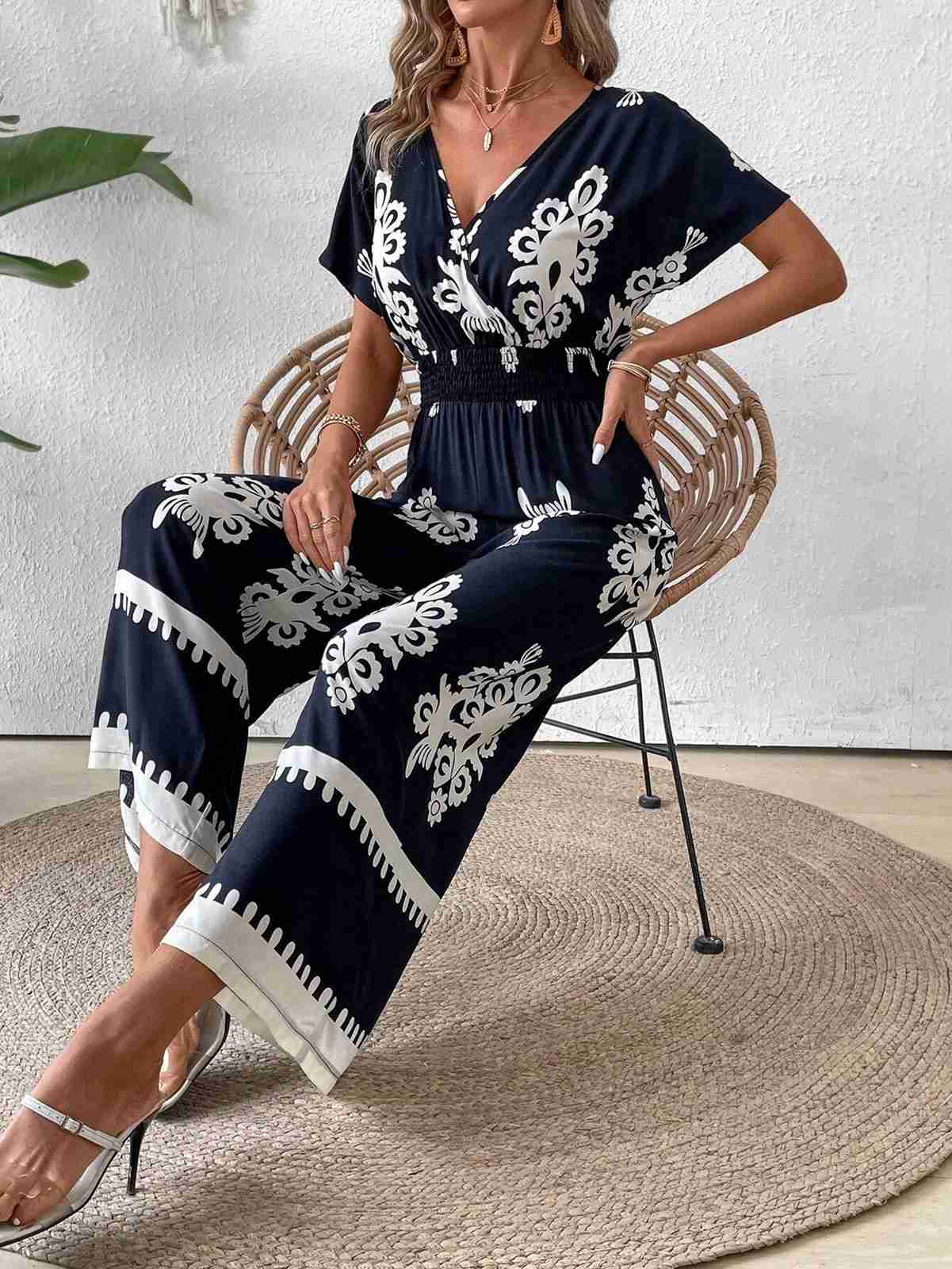 1930s V-Neck National Totem Wideleg Jumpsuit - Image 10