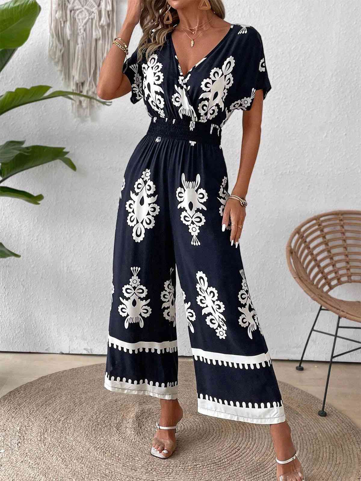 1930s V-Neck National Totem Wideleg Jumpsuit - Image 11