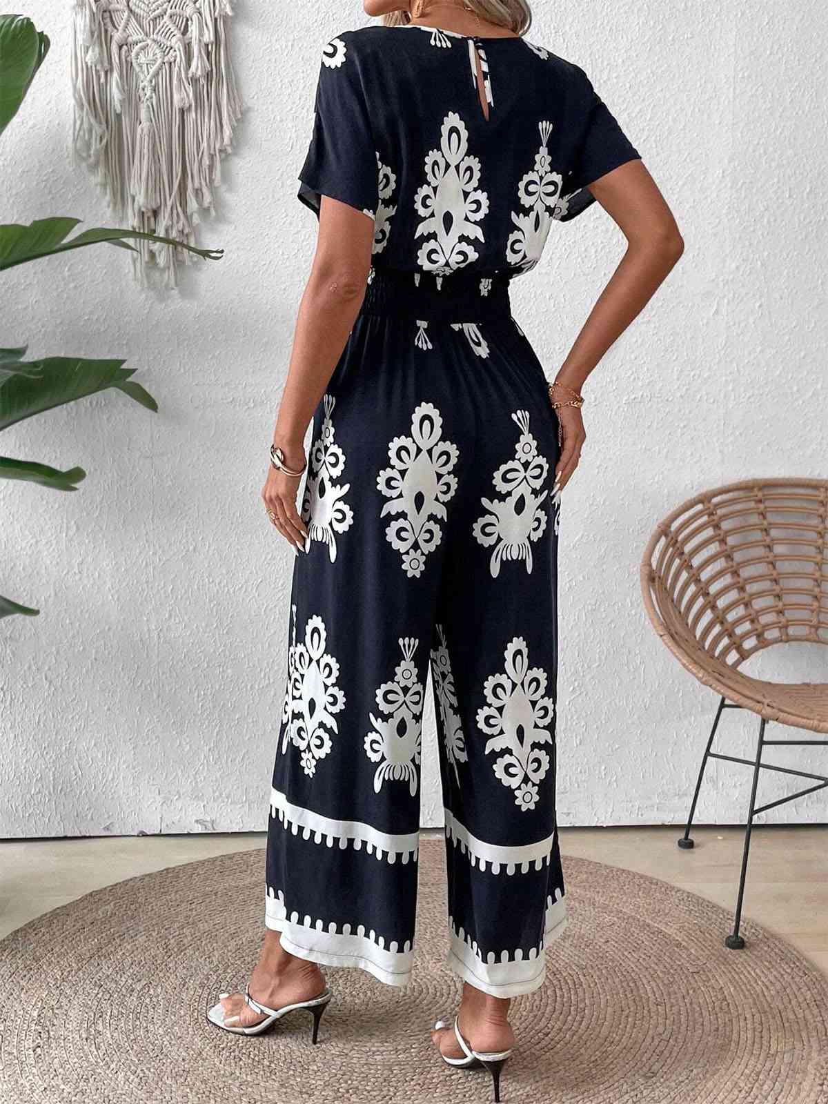 1930s V-Neck National Totem Wideleg Jumpsuit - Image 12