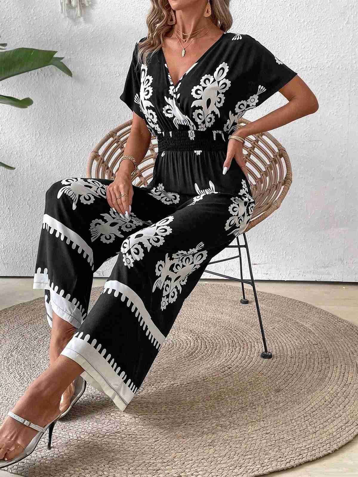 1930s V-Neck National Totem Wideleg Jumpsuit - Image 2