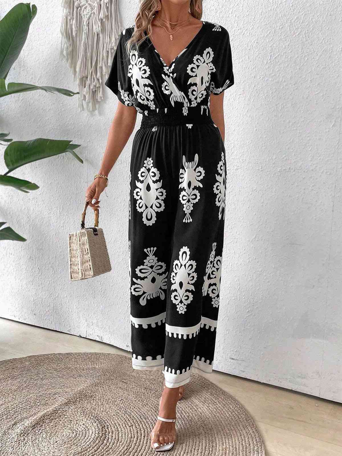 1930s V-Neck National Totem Wideleg Jumpsuit - Image 3